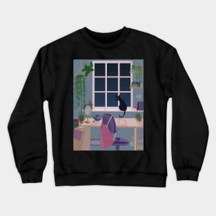 Cat and plant room Crewneck Sweatshirt